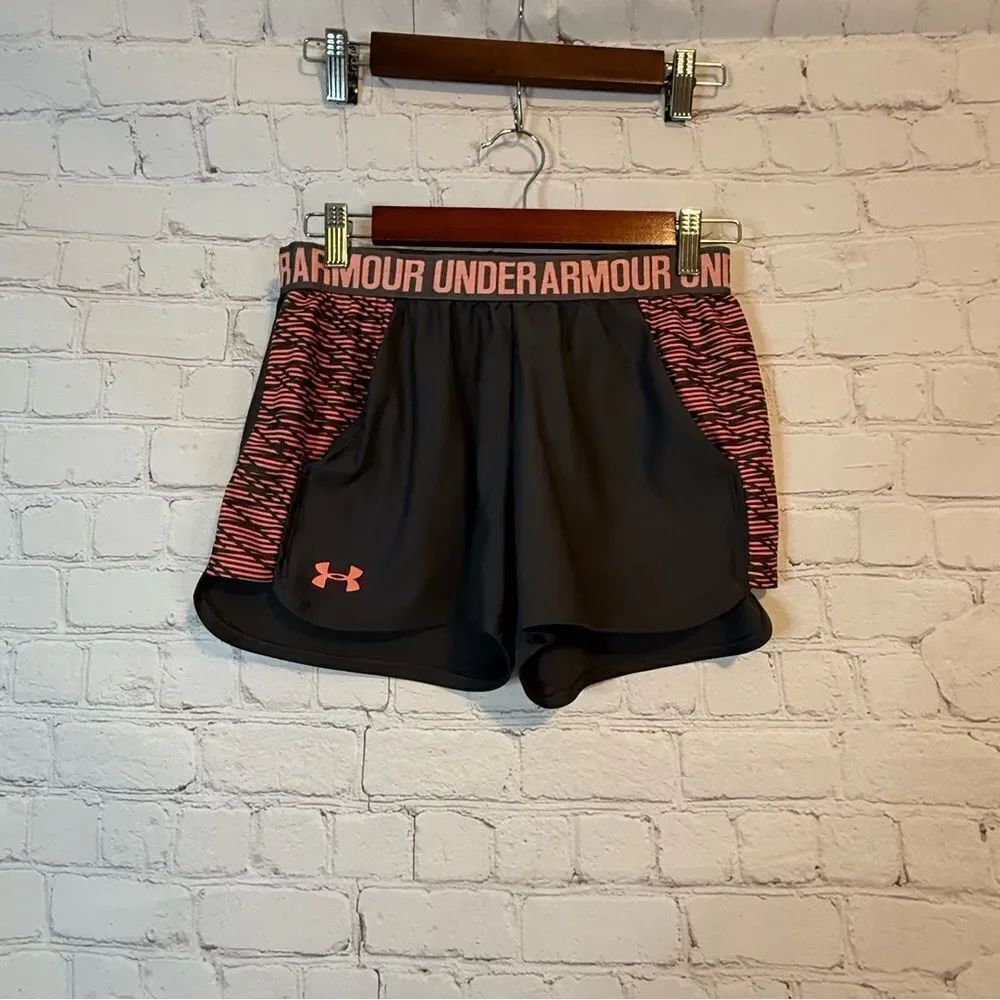 Under Armour Black and Pink Athletic Shorts with Elastic Waistband